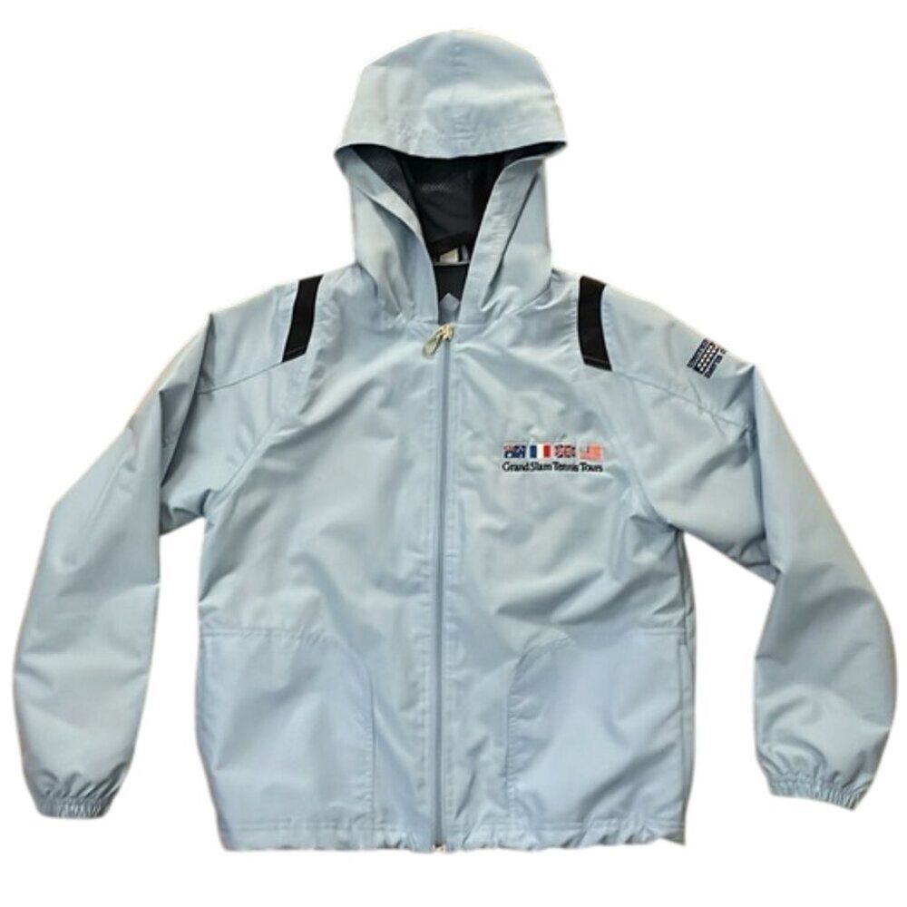 Vantage Zocket Blue Hooded Jacket Mens Small Grand Slam Tennis Tours Davis Cup